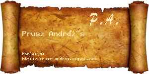 Prusz András névjegykártya